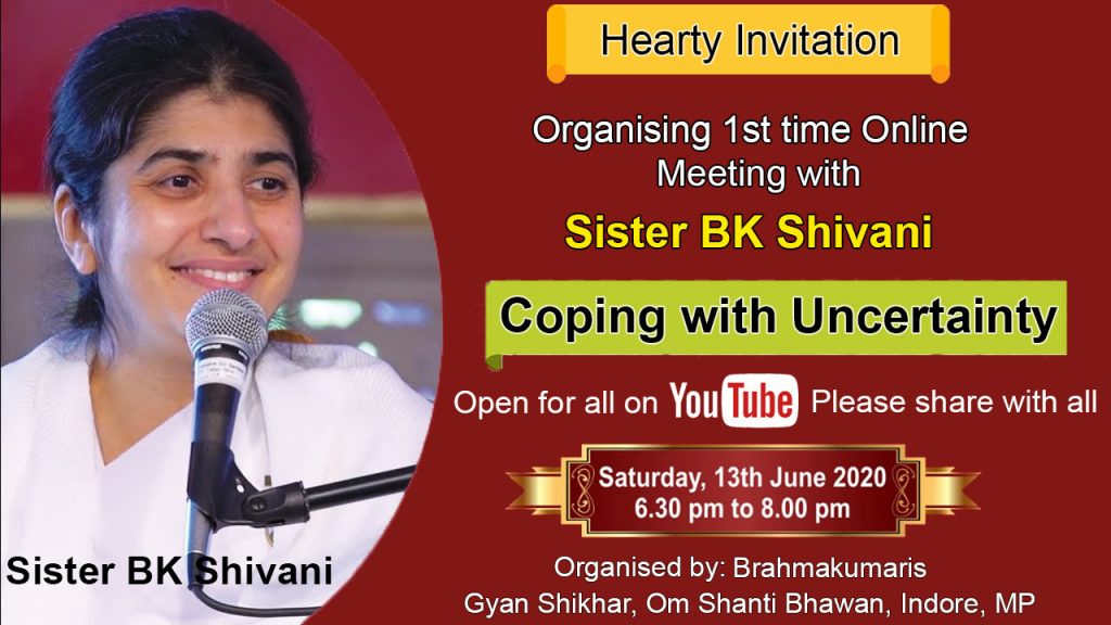 ब्रह्माकुमारी शिवानी दीदी का 13 जून को सोशल मीडिया पर आनलाईन व्याख्यान
